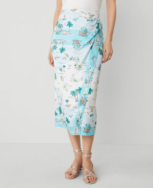 Map Print Wrap Skirt
