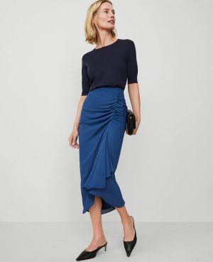 Petite Ruched Midi Skirt