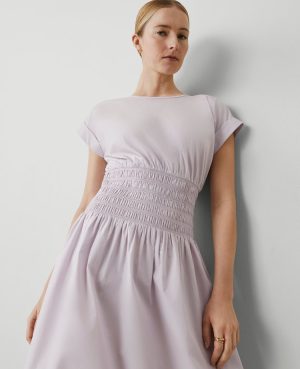 Smocked-Waist Midi Flare Dress