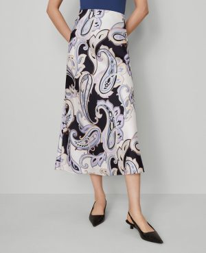 Paisley Satin Bias Slip Skirt