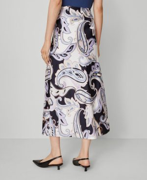 Paisley Satin Bias Slip Skirt
