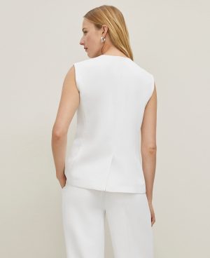 Petite Crinkle Crepe V-Neck Vest