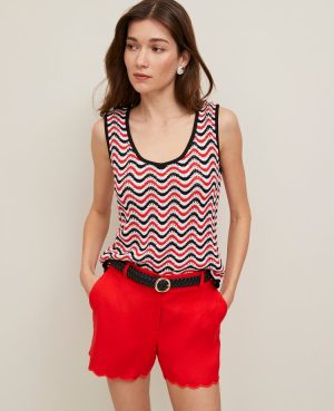 Petite Striped Crochet Sweater Shell