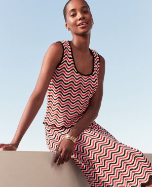 Petite Striped Crochet Sweater Shell