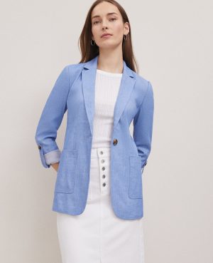 Petite Weekend Collection Roll Sleeve Linen Blend Blazer