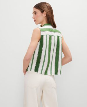 Petite Striped Linen Tank Top
