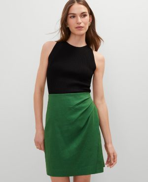 Linen Blend Sarong Wrap Skirt