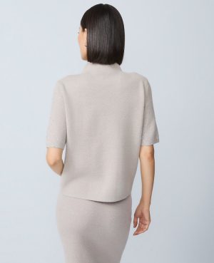 Embellished Mock Neck Sweater Tee