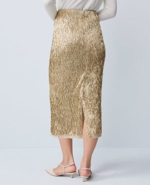 Sequin Column Midi Skirt