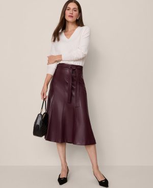Belted Faux Leather Skirt
