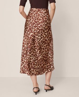Animal Print Satin Bias Slip Skirt