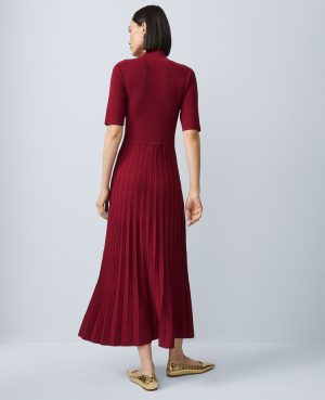 Petite Mock Neck Pleated Sweater Dress