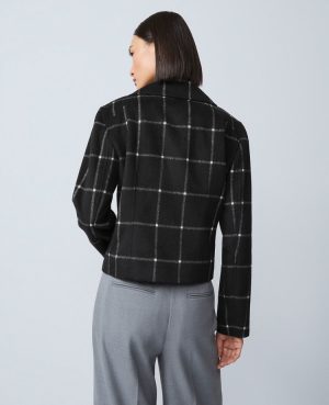 The Petite Fitted Moto Jacket in Windowpane