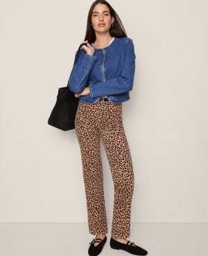 Petite Weekend Collection High Rise Corduroy Pant in Animal Print