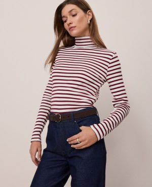 Weekend Collection Striped Turtleneck Top