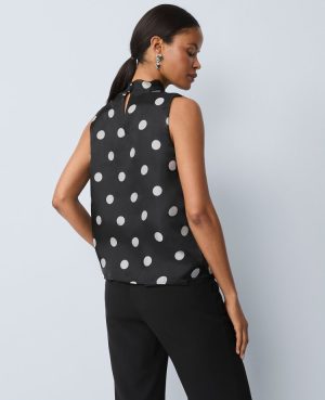 Dotted Tie Neck Halter Top