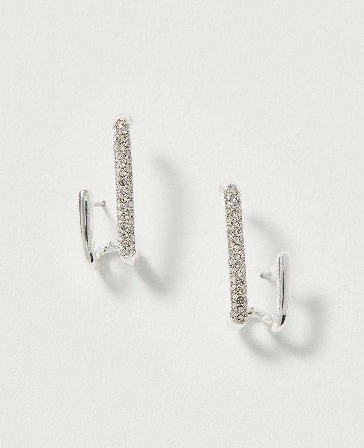 Pav&eacute; Double Loop Drop Earrings