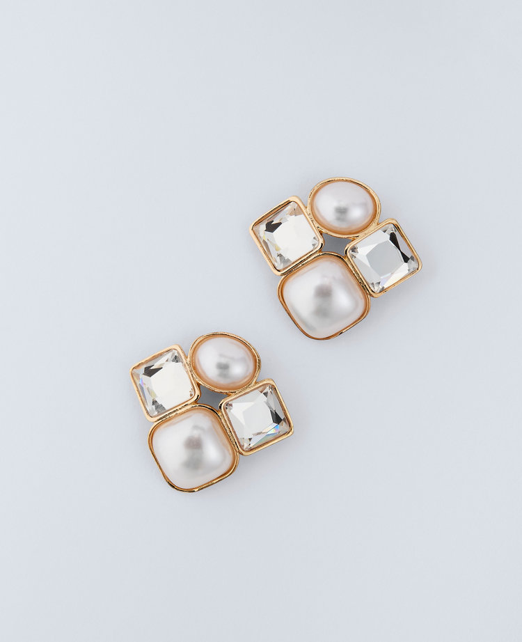 Crystal Pearlized Stud Earrings