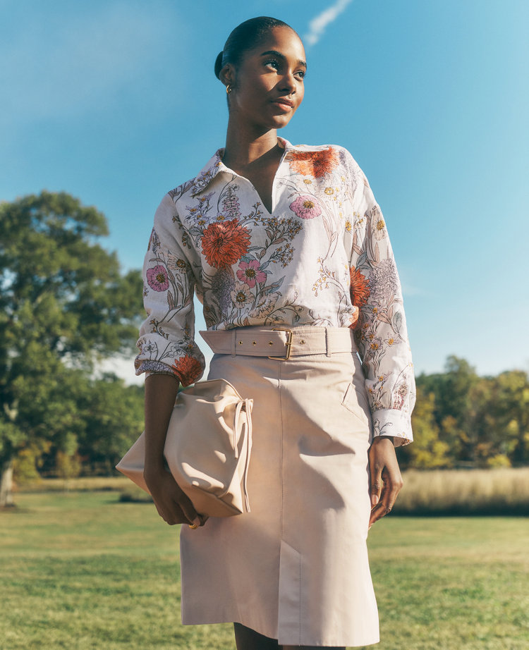 Petite Belted Utility Skirt