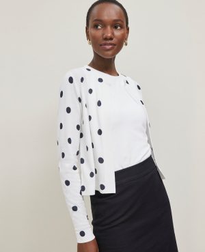 Petite Dotted Cropped Open Cardigan