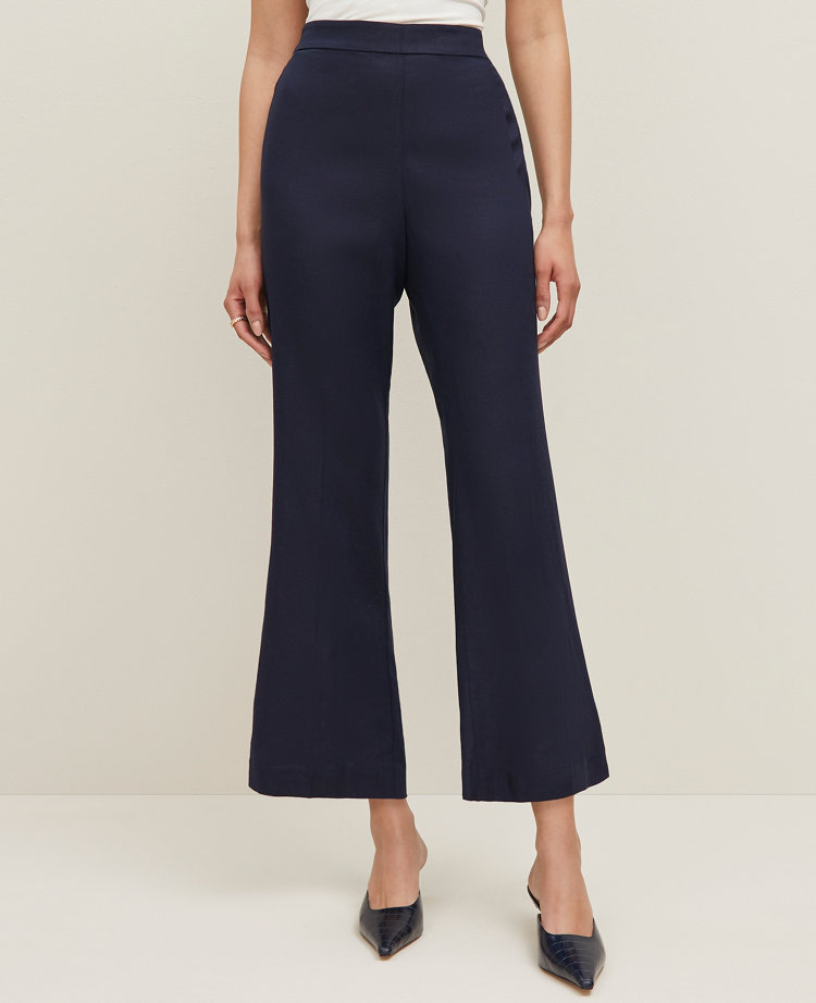 The Petite Flare Ankle Pant in Linen Blend &mdash; Curvy Fit