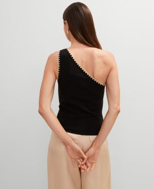 Petite Crochet Trim One Shoulder Top