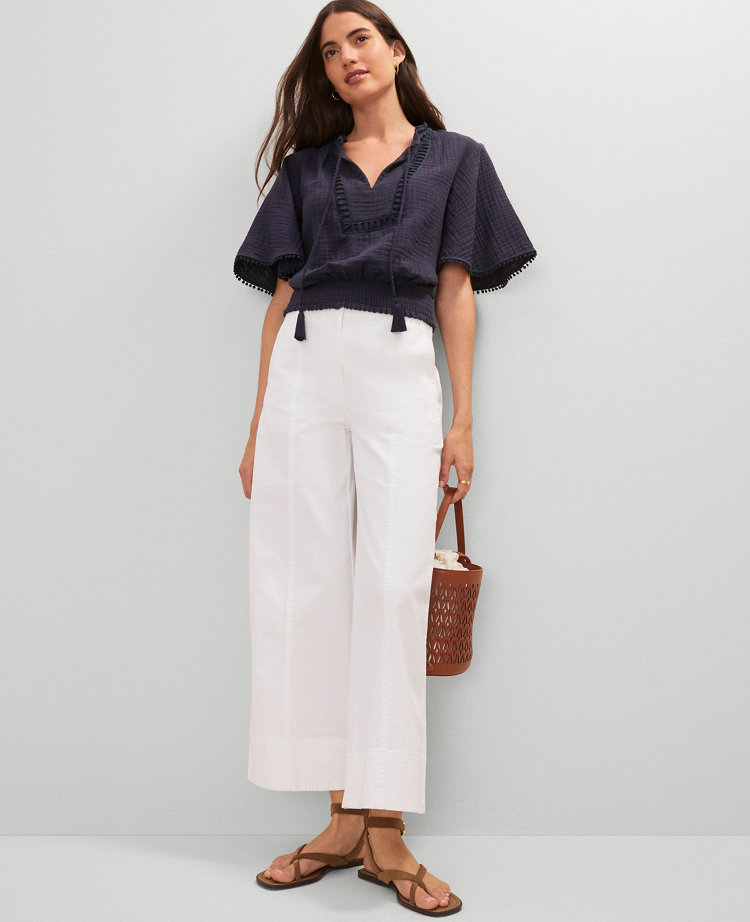 Petite Weekend Collection Wide-Leg Ankle Pant