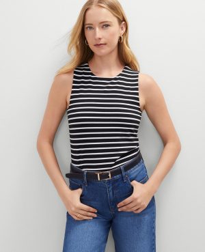 Petite Striped Crew Neck Shell