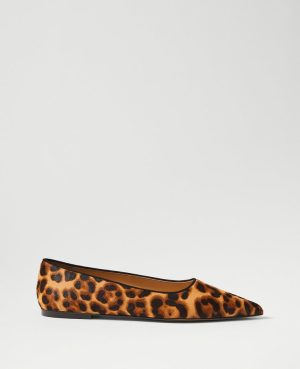 Weekend Collection Animal Print Haircalf Pointy Toe Ballet Flat