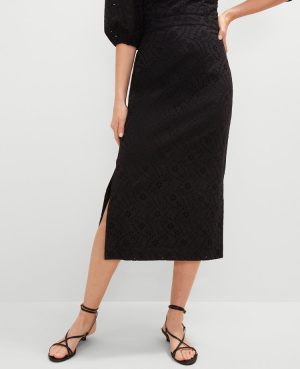 Petite Eyelet Clean Midi Skirt