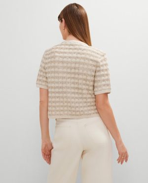 Petite Metallic Tweed Sweater Jacket