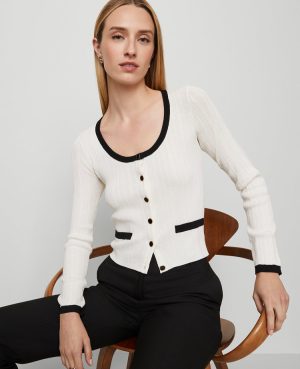 Petite Contrast Trim Cardigan