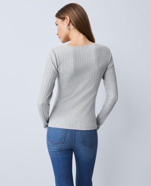 Weekend Collection Lace Trim Pointelle Top