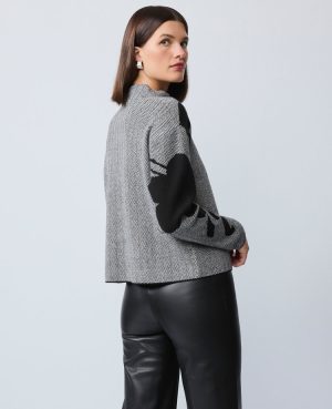 Herringbone Floral Jacquard Sweater