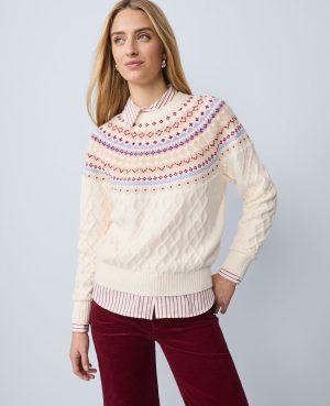 Weekend Collection Fair Isle Cable Sweater