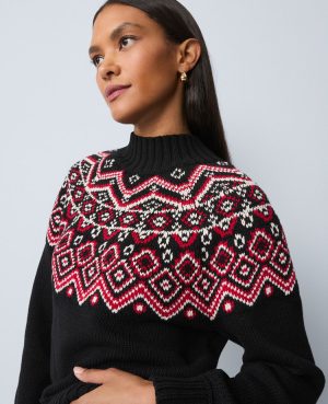 Weekend Collection Fair Isle Mock Neck Sweater