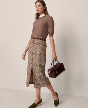 The Trouser Column Midi Skirt in Plaid