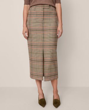 The Trouser Column Midi Skirt in Plaid