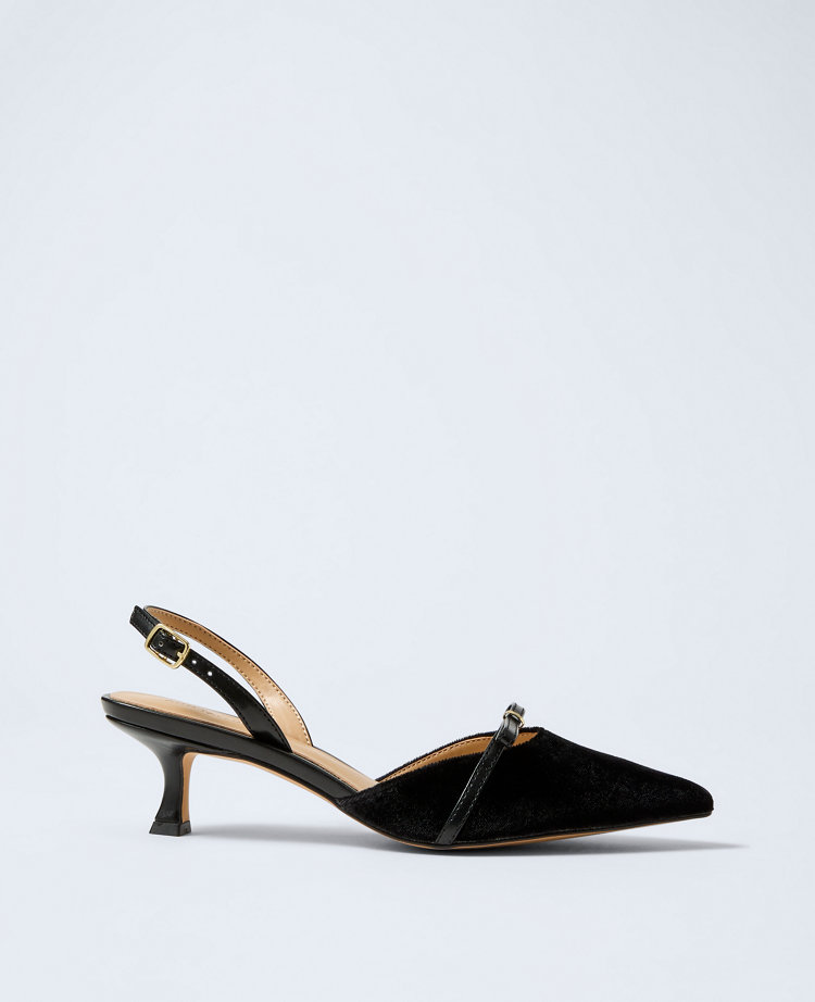 Velvet Bow Slingback Pumps