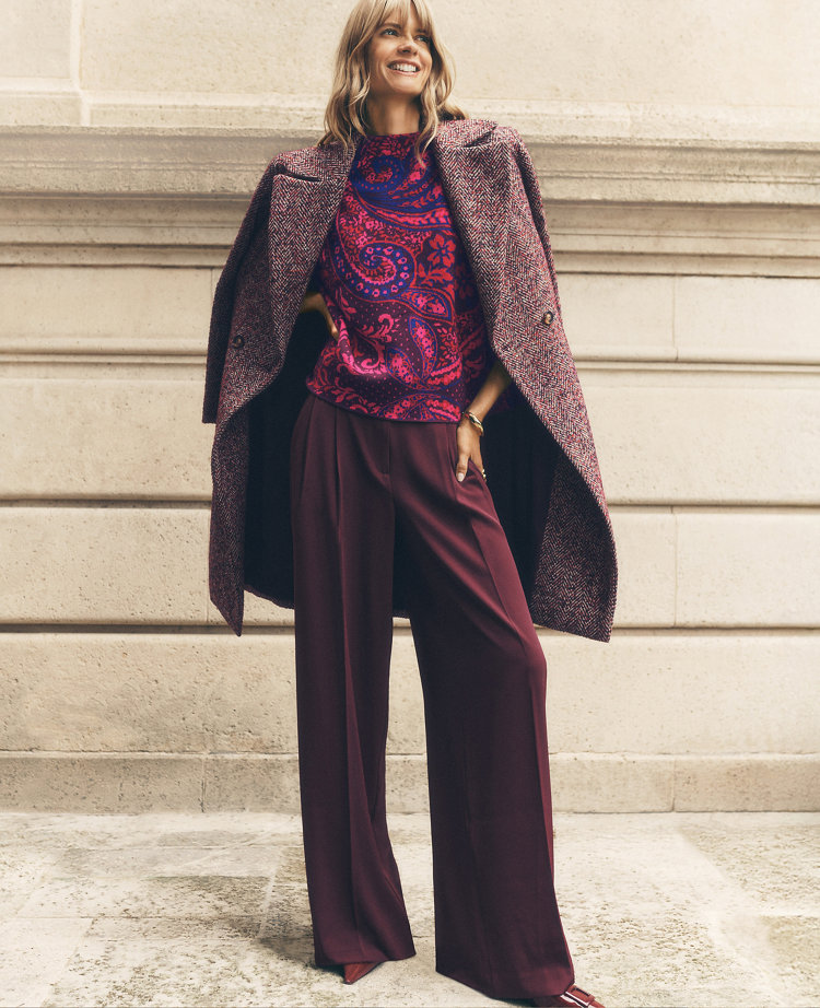 The Pleated Wide-Leg Pant in Bi-Stretch