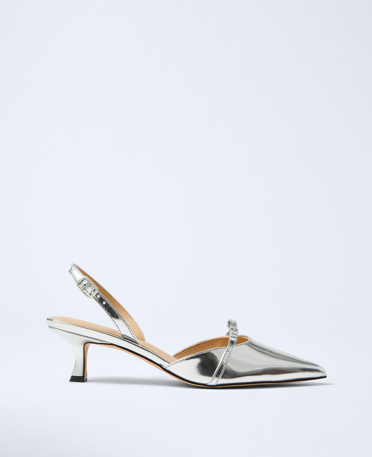 Metallic Leather Slingback Pump