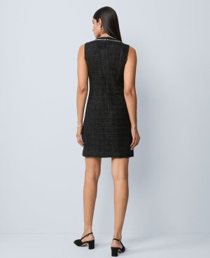 Petite Tweed Button Shift Dress