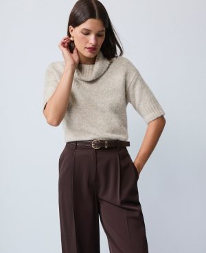 Petite Turtleneck Elbow Sleeve Sweater Tee