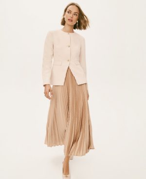 Petite Satin Pleated Midi Skirt