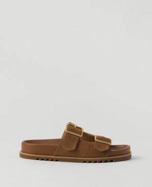 Weekend Collection Double Buckle Suede Sport Sandals