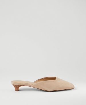 Suede Kitten Heel Mule Pumps