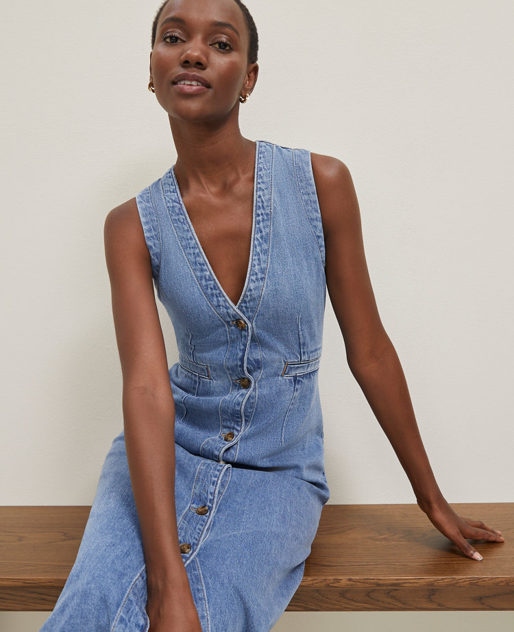 Denim V-Neck Shirtdress
