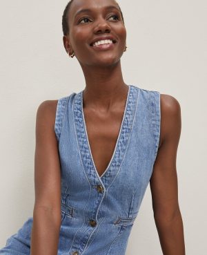 Denim V-Neck Shirtdress