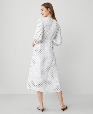 Dotted Wrap Midi Dress