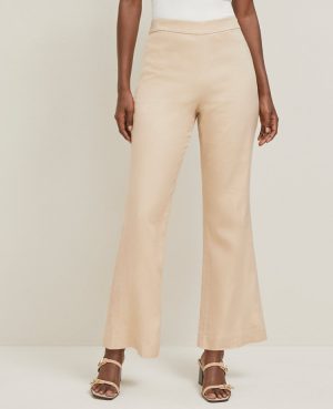 The Petite Flare Ankle Pant in Linen Blend